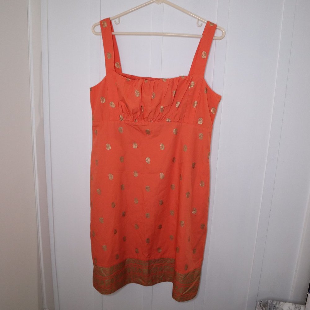 Maeve Antropologie Coral Indian Paisley Cotton Sun Dress Size 12